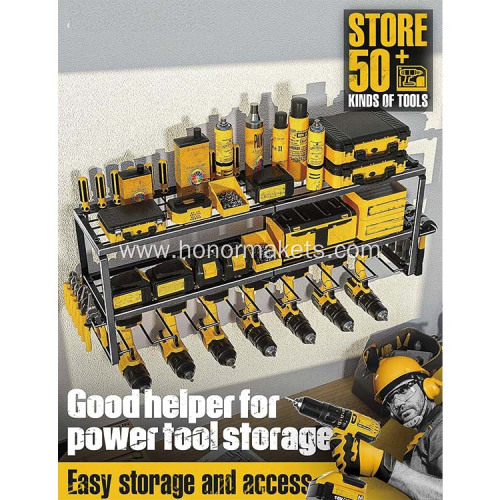 Power Tool Organizer for Tool Storage Drill Holder Wall Mount with Charging Station Tool Holder Garage Organization Storage Rack